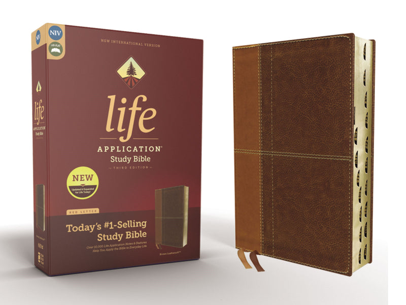 NIV Life Application Study Bible (Third Edition)-Tan/Brown Leathersoft Indexed