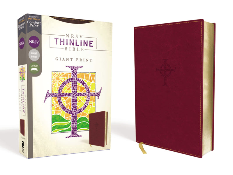 NRSV Thinline Bible/Giant Print (Comfort Print)-Burgundy Leathersoft