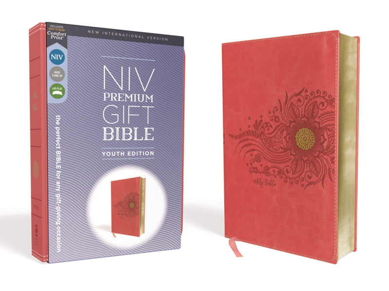 NIV Premium Gift Bible/Youth Edition (Comfort Print)-Coral Leathersoft