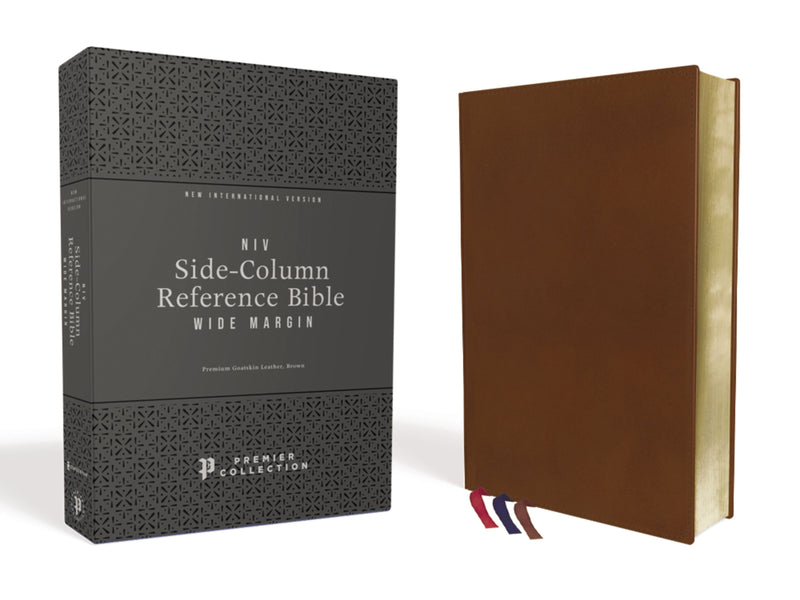 NIV Side-Column Reference Bible  Wide Margin (Comfort Print)-Brown Preimium Goatskin Leather