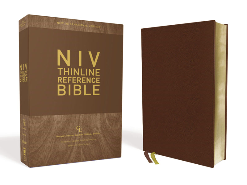 NIV Thinline Reference Bible (Comfort Print)-Brown Buffalo Genuine Leather