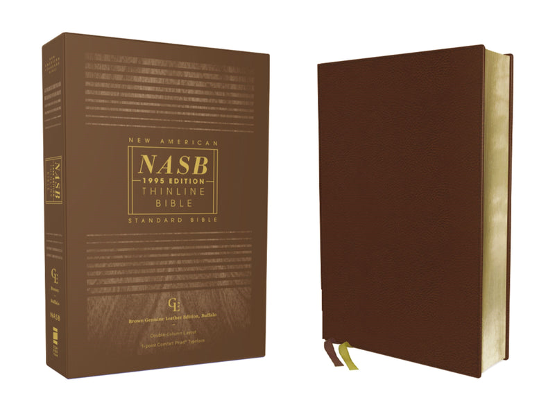 NASB Thinline Bible (Comfort Print)-Brown Genuine Buffalo Leather