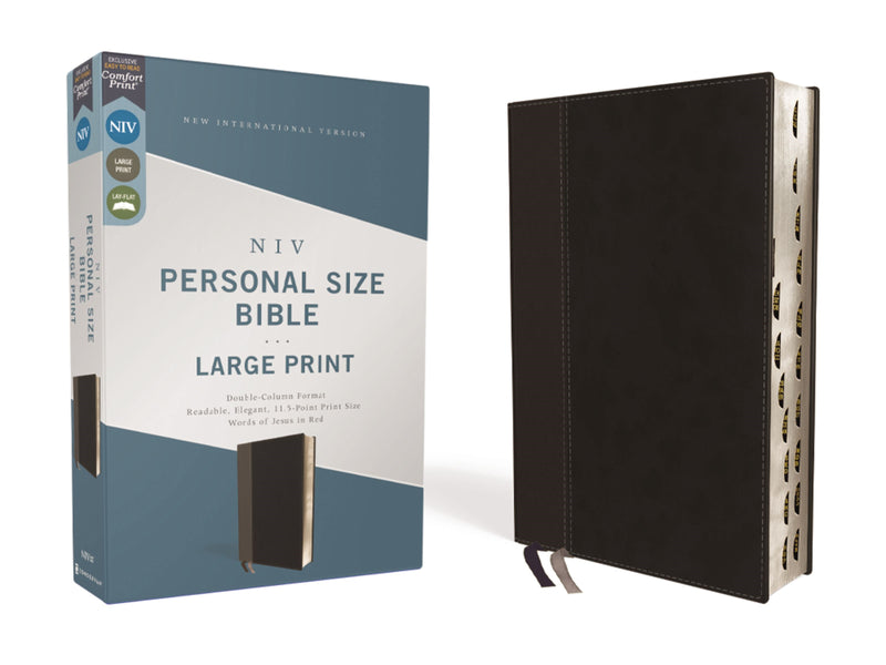 NIV Personal Size Bible/Large Print (Comfort Print)-Black Leathersoft Indexed