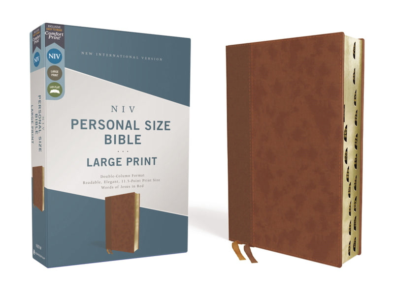 NIV Personal Size Bible/Large Print (Comfort Print)-Brown Leathersoft Indexed