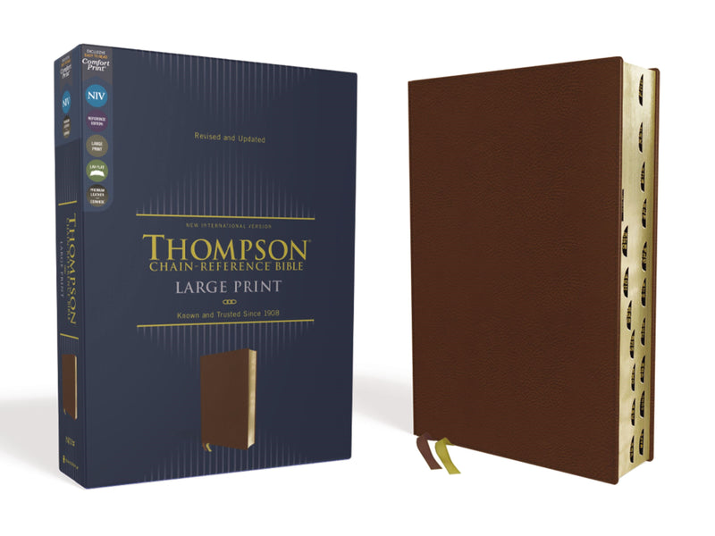 NIV Thompson Chain-Reference Bible/Large Print (Comfort Print)-Brown Genuine Cowhide Leather Indexed