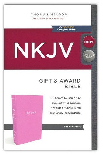 NKJV Gift & Award Bible (Comfort Print)-Pink Leatherflex