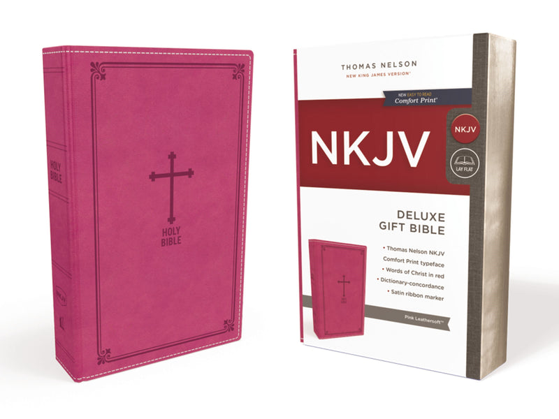 NKJV Deluxe Gift Bible (Comfort Print)-Pink Leathersoft