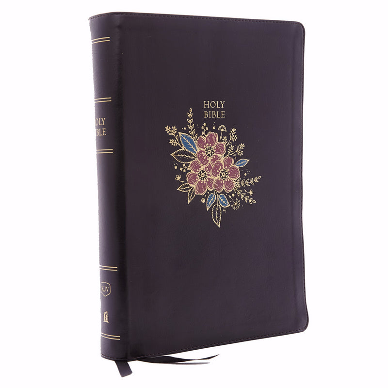 KJV Super Giant Print Reference Bible (Comfort Print)-Black Deluxe Floral Leathersoft Indexed