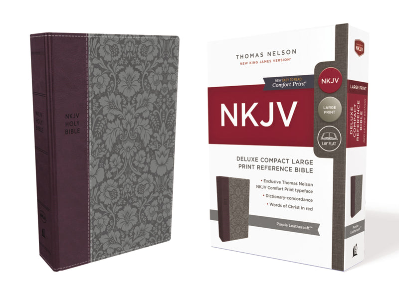 NKJV Deluxe Compact Large Print Reference Bible (Comfort Print)-Purple Leathersoft