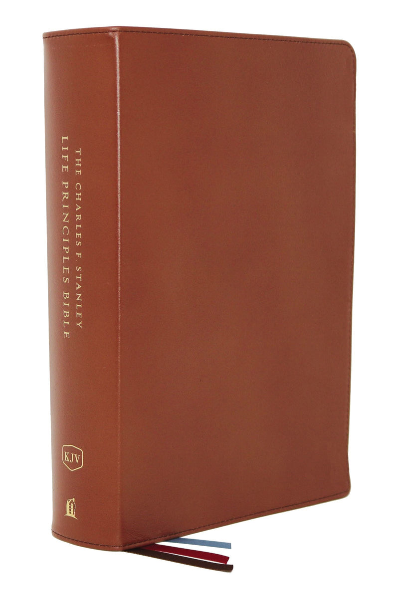 KJV Charles F. Stanley Life Principles Bible (2nd Edition) (Comfort Print)-Brown Genuine Leather