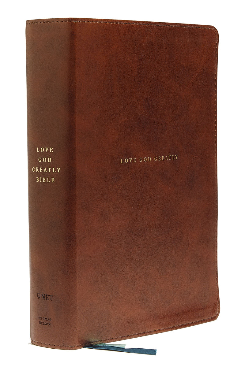 NET Love God Greatly Bible (Comfort Print)-Brown Leathersoft Indexed