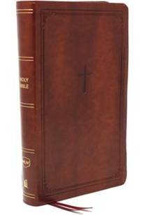 NKJV Compact Large Print Reference Bible (Comfort Print)-Brown Leathersoft