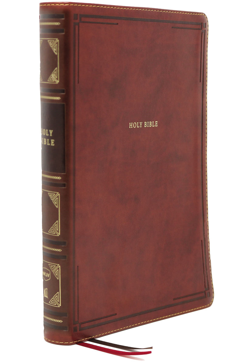 NKJV Large Print Thinline Bible (Comfort Print)-Brown Leathersoft Indexed