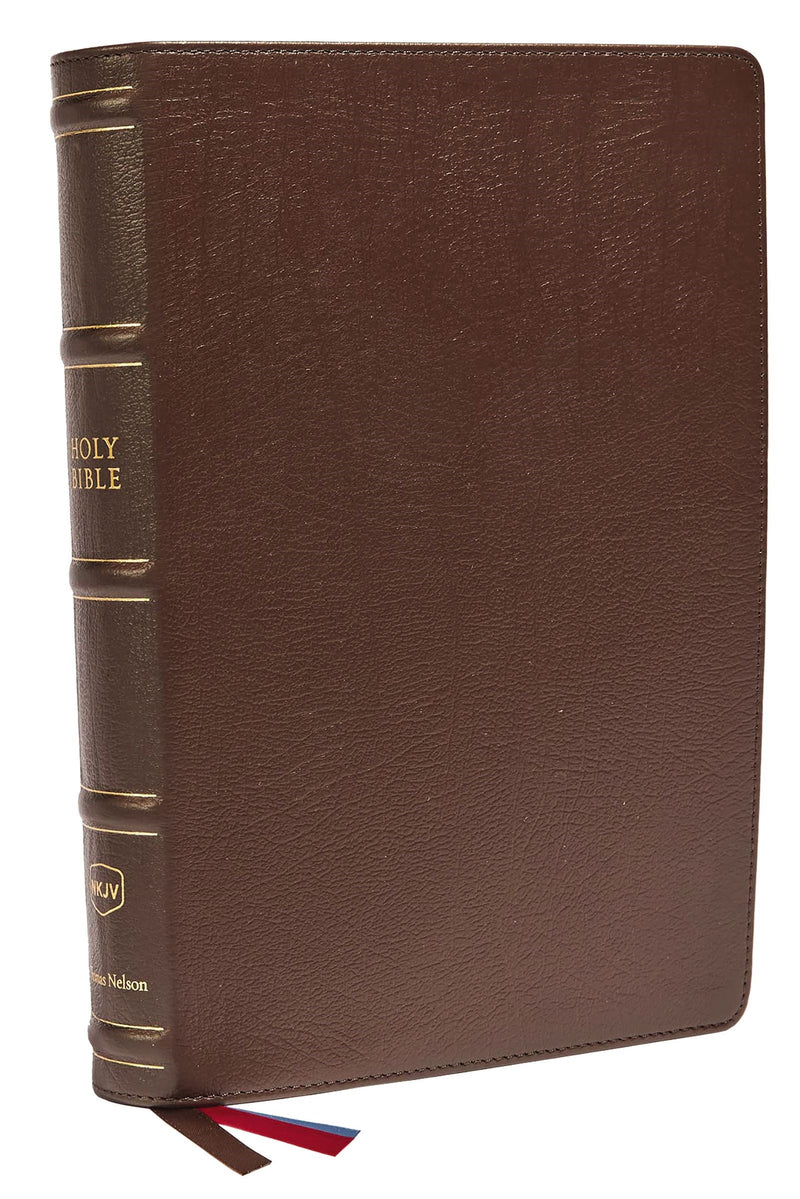 NKJV Verse-By-Verse Reference Bible/Large Print (Comfort Print)-Brown Genuine Leather Indexed