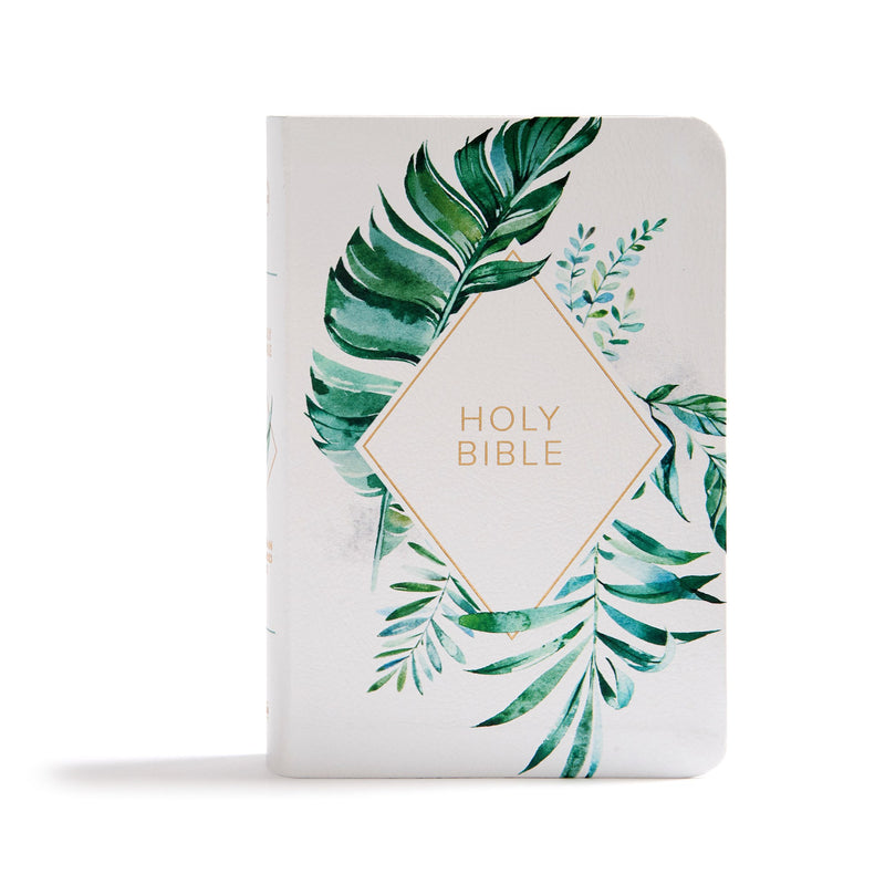 CSB On-The-Go Bible-White Floral Textured LeatherTouch