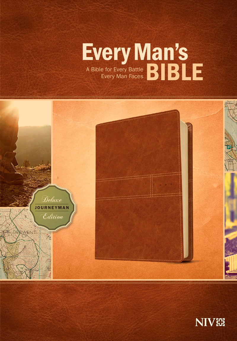 NIV Every Man's Bible-Deluxe Journeyman Edition-Burnt Khaki LeatherLike