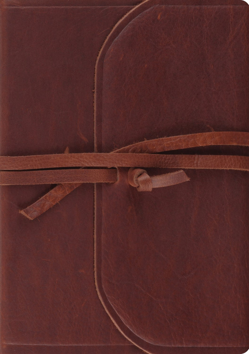 ESV Journaling Bible-Interleaved Edition-Brown Natural Leather w/Flap & Strap 