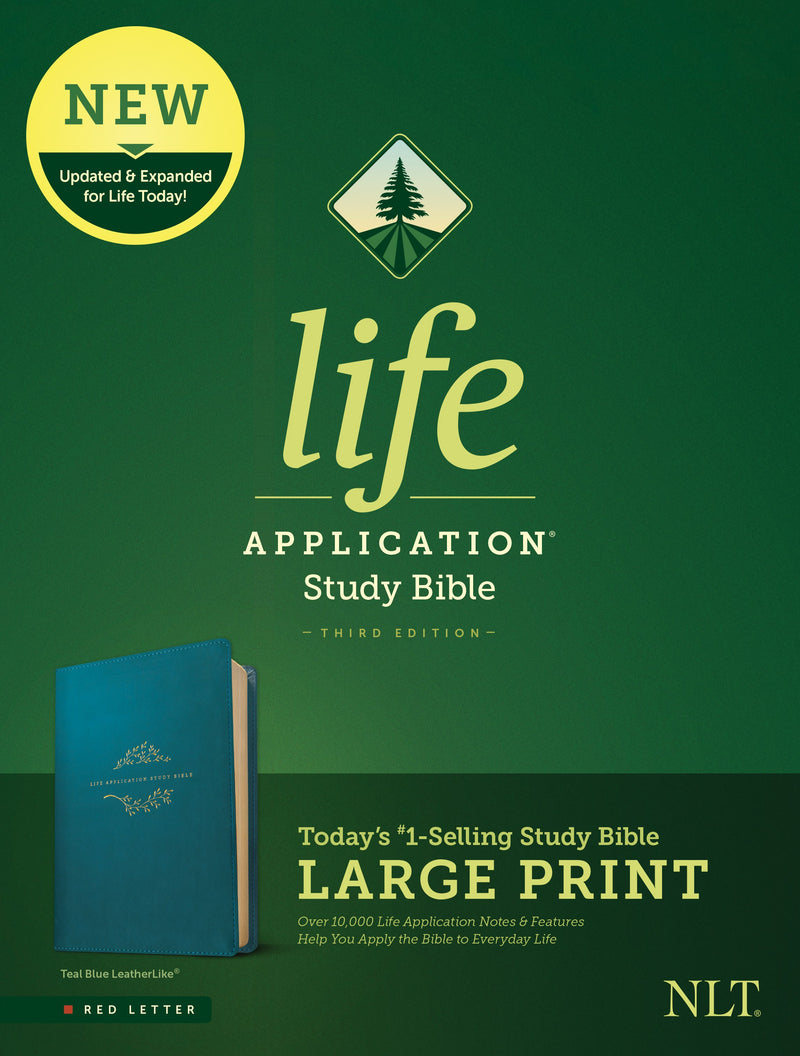 NLT Life Application Study Bible/Large Print (Third Edition) (RL)-Teal Blue LeatherLike 