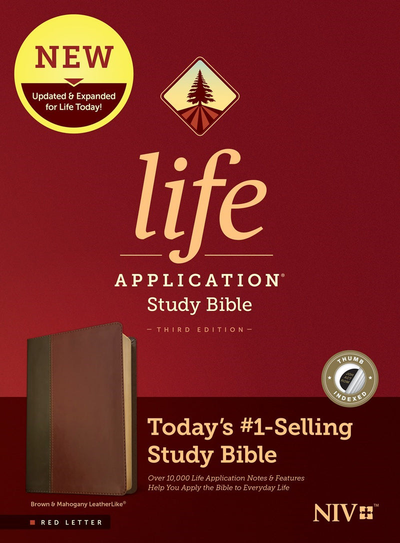 NIV Life Application Study Bible (Third Edition)-RL-Brown/Mahogany LeatherLike Indexed