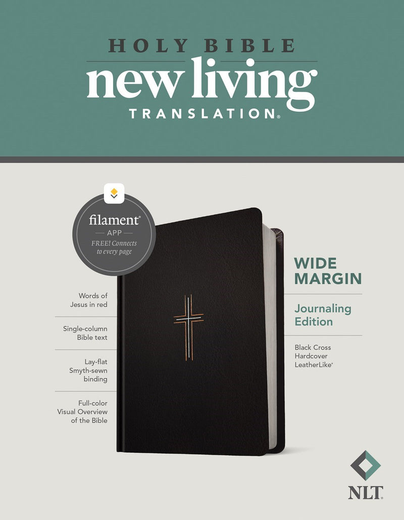 NLT Wide Margin Bible/Filament Enabled Edition-Black Cross Hardcover LeatherLike