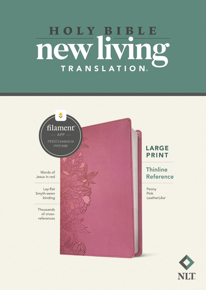 NLT Large Print Thinline Reference Bible/Filament Enabled-Peony Pink LeatherLike