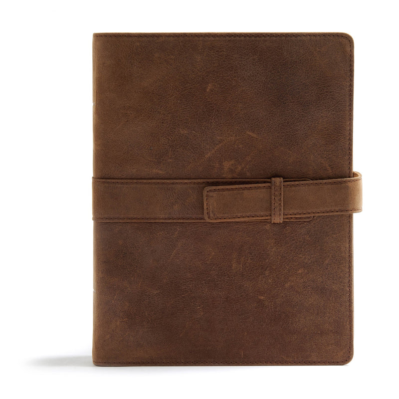 CSB Legacy Notetaking Bible-Tan Genuine Leather w/Strap 