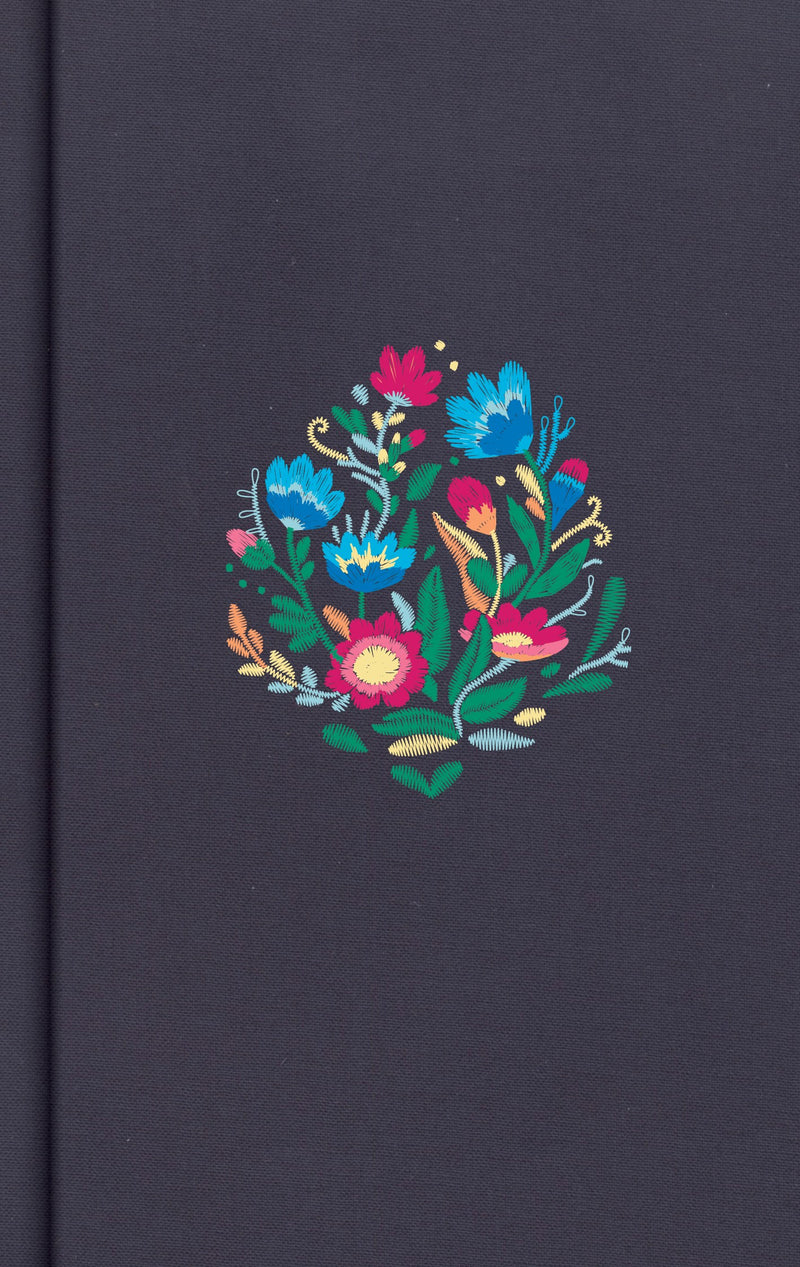 CSB Personal Size Bible-Navy Floral Embroidered Cloth Over Board