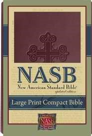 NASB Large Print Compact Bible-Burgundy Cross Leathertex