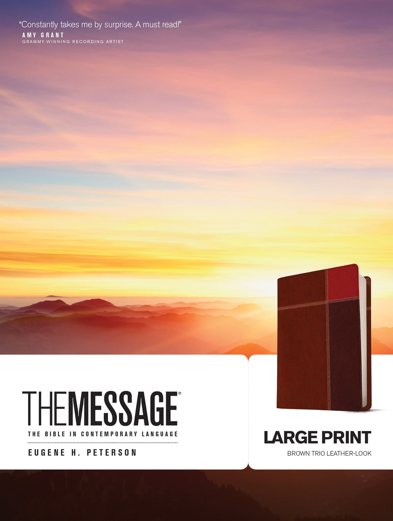 The Message/Large Print Bible (Numbered Edition)-Brown Trio LeatherLook