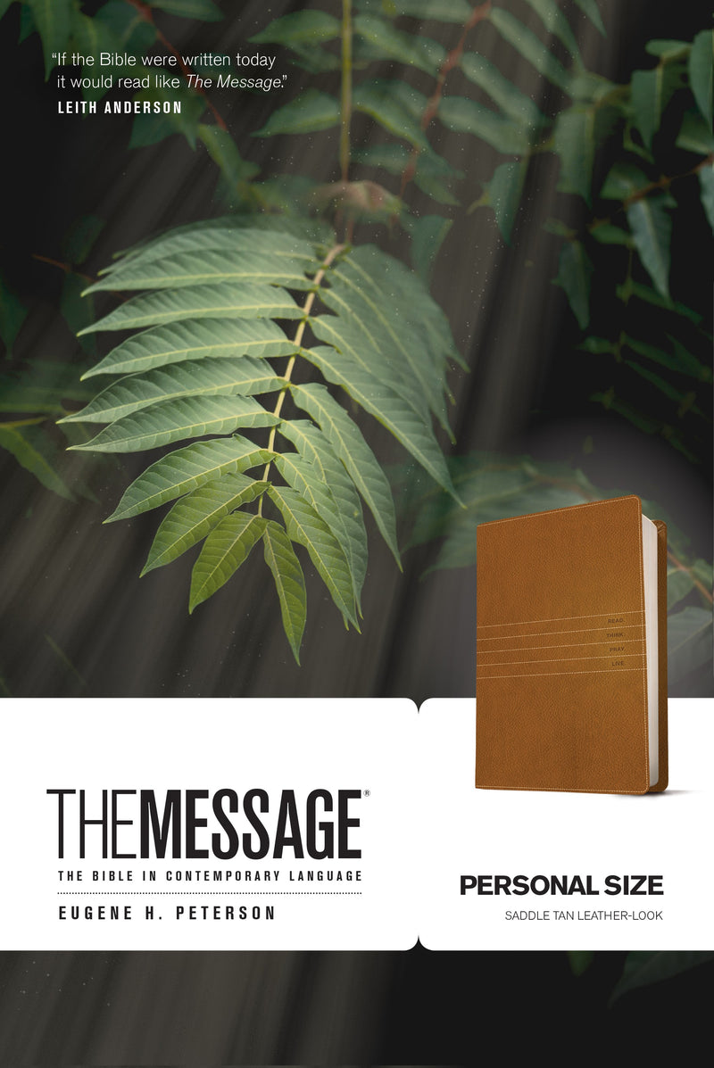 The Message/Personal Size Bible (Numbered Edition)-Saddle Brown LeatherLook