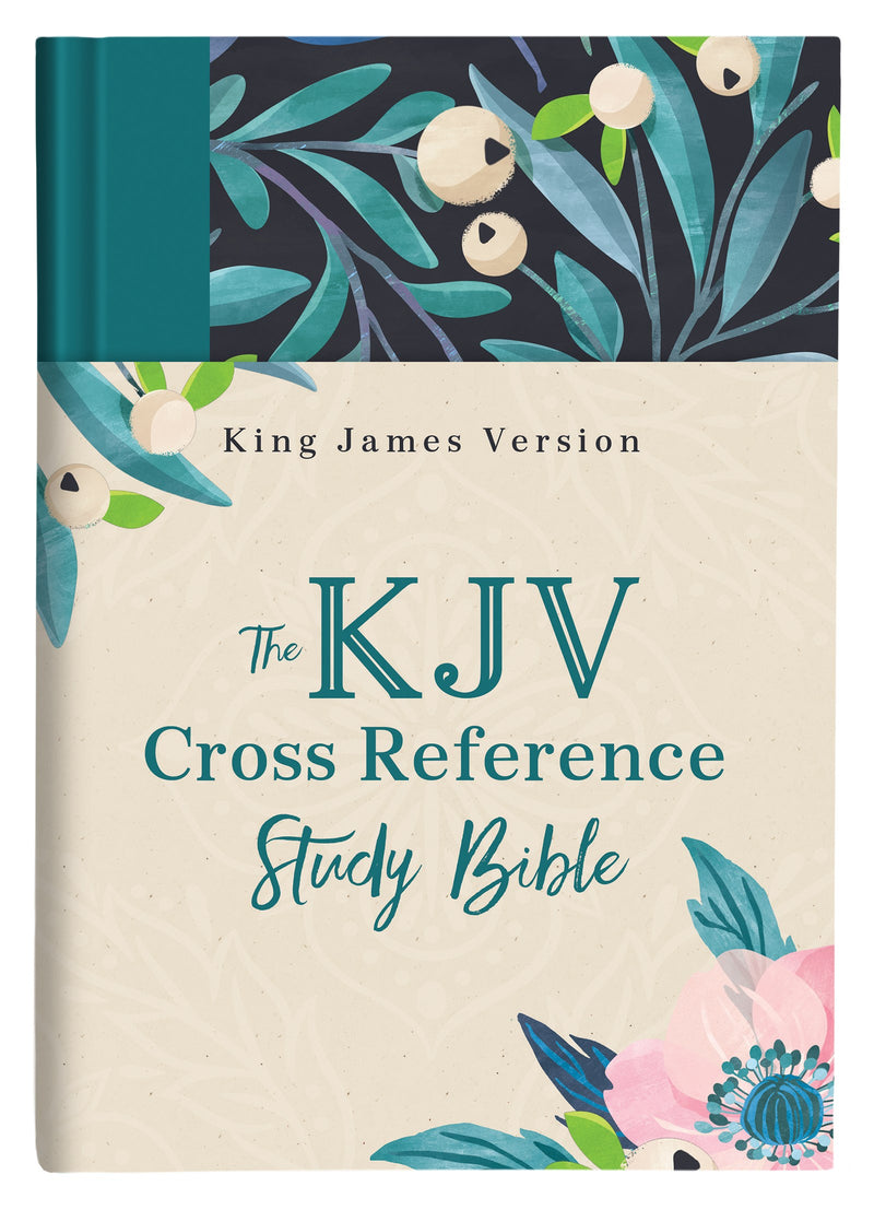 KJV Cross Reference Study Bible-Turquoise Floral Hardcover